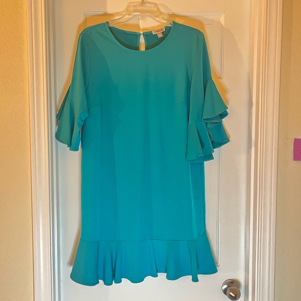 Teal midi dress.